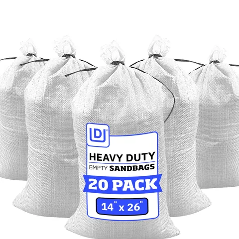 Empty Sandbags Flood Control 14x26 Woven Polypropylene 20 Pack Heavy Duty UV Tre