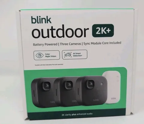 NEW 3 PACK Blink Outdoor 2K+ Wireless Security BLACK CAMERAS W/ SYNC CORE MODULE