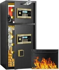 6.5 Cub Safe Box With LCD Screen, Hidden Password, Drop Slot and Dual Alarm