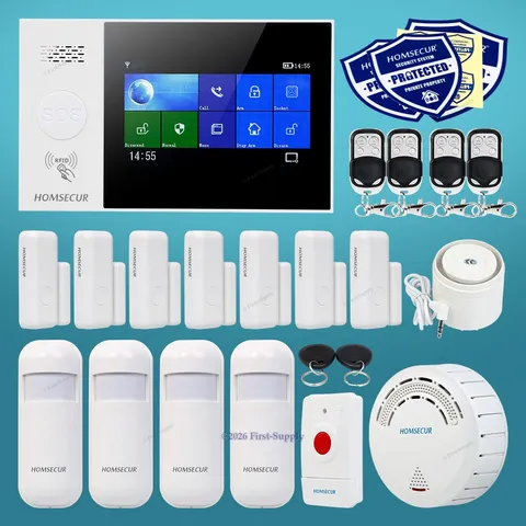 HOMSECUR Wireless WIFI 4G 2G RFID LCD Home Security Alarm System