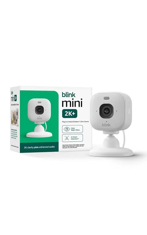 Blink Mini 2K+ (newest model) – Plug-in Home & Pet Indoor Security Camera with 2