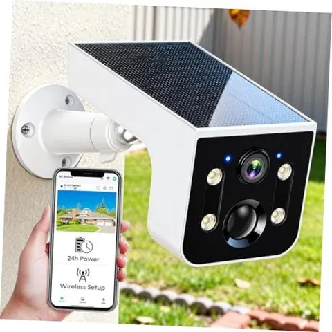 Solar Security Camera Outdoor Wireless: 2K QHD AI Motion Single Pack White