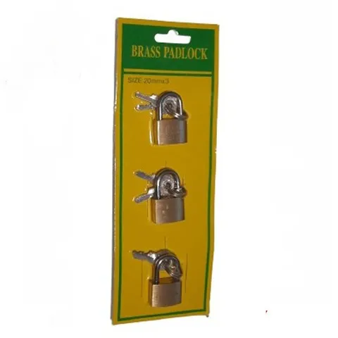 Small Padlock Brass Steel Metal Home Locker Suitcase Security 3 Keys 20mm size
