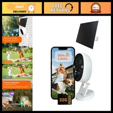 2.5K Solar Powered Indoor/Outdoor Battery Camera, Dual-Band WiFi, AI Detection,