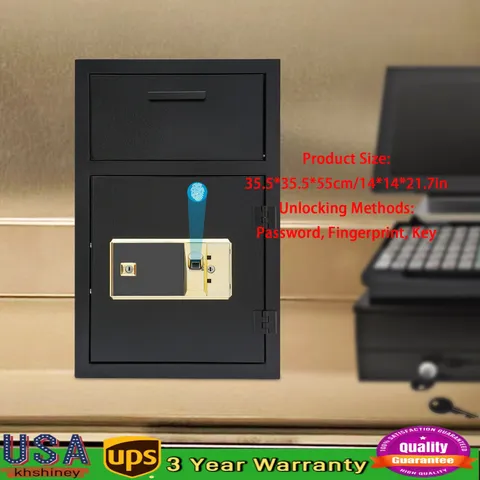 Cash Depository Safe, Steel Mailbox, Password/Fingerprint/Key Unlocking Safe