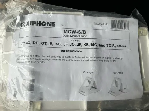 Aiphone MCW-S/B Desk Mount Adjustable Stand White Finish Assembly Set Kit