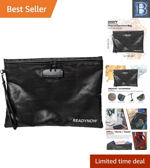 Secure Fireproof Zipper Bag for A4 Documents - Waterproof & Anti-Theft Features
