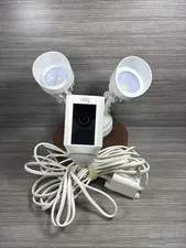 RING FLOODLIGHT CAM WIRED PLUS White 1080p HD Security Camera Tested Works VGC
