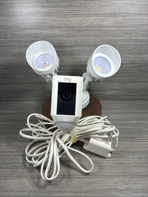 RING FLOODLIGHT CAM WIRED PLUS White 1080p HD Security Camera Tested Works VGC