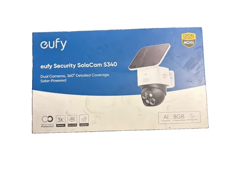Eufy SoloCam S340 3K Dual Camera Solar 360° Wireless Security Camera Open Box