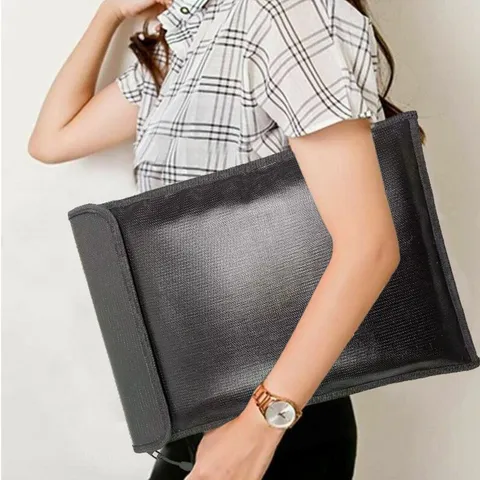 Large Fire Proof money Bag Fireproof Document Pouch Waterproof Safe Cash US