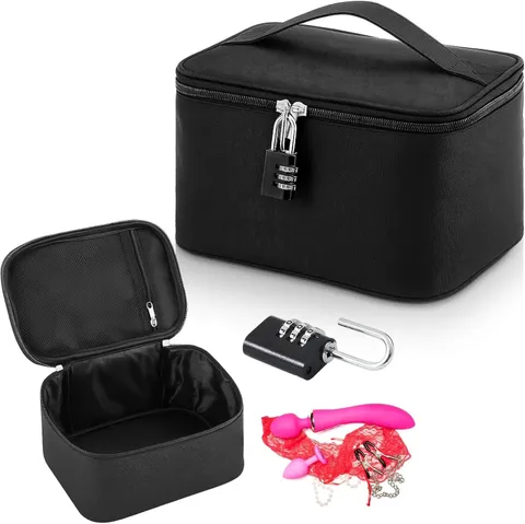 Discreet Lockable Personal Item Storage Bag Organizer Case 9.7x6.5x5.3 inch