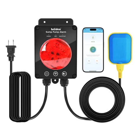 Smart WiFi Sump Pump Alarm, Briidea Indoor/Outdoor High Water Level black