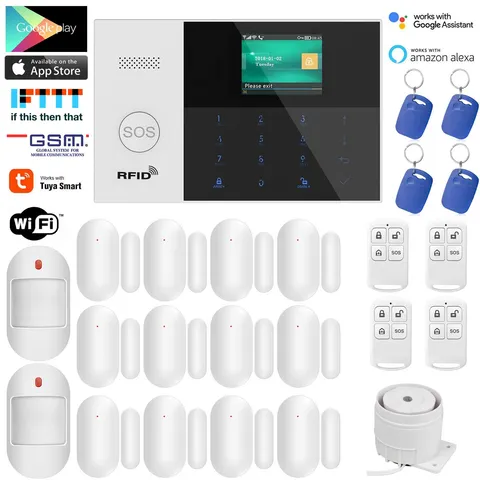 WiFi Cloud APP GSM Tuya Wireless IR Home House Security Alarm Burglar System