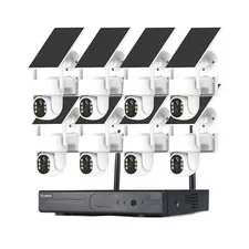 8 Ourdoor PTZ Solar Battery Dome Cam CCTV Home Wireless Security Camera System