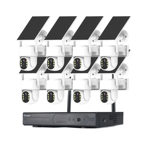 8 Ourdoor PTZ Solar Battery Dome Cam CCTV Home Wireless Security Camera System