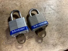 2x Master Lock Padlocks No 3 USA Master Lock Milwaukee