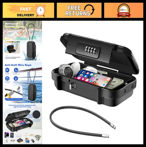 Portable Safe Box with Code - Waterproof Anti-Theft Travel Security Case, Lock B