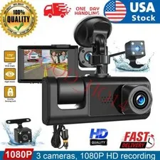 Dash Cam HD 1080p Car Dual Lens Front/Rear/Inside Video Recorder Camera G-sensor