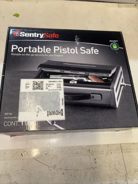 NEW SentrySafe Portable Pistol Safe with steel tether included Gun Safe.A8 9062