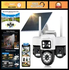 4K 12MP Wireless Solar Security Camera, 360° PTZ, Color Night Vision, Motion Tra