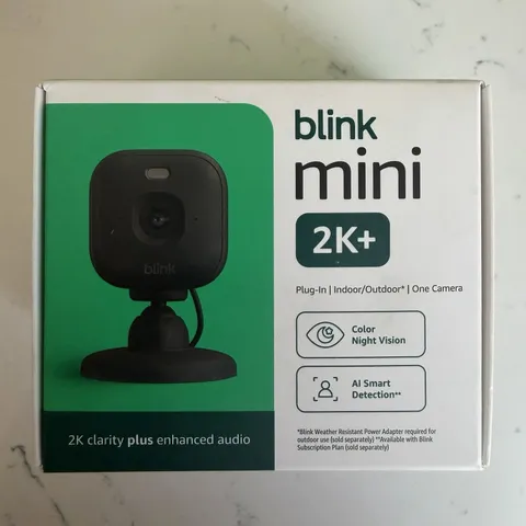 Blink Mini 2K+ Indoor Outdoor Plug-In Security Camera - Brand New