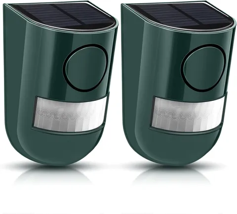 2-Pack Solar Sound & Light Motion Sensor Alarm – 129 dB Outdoor Security System