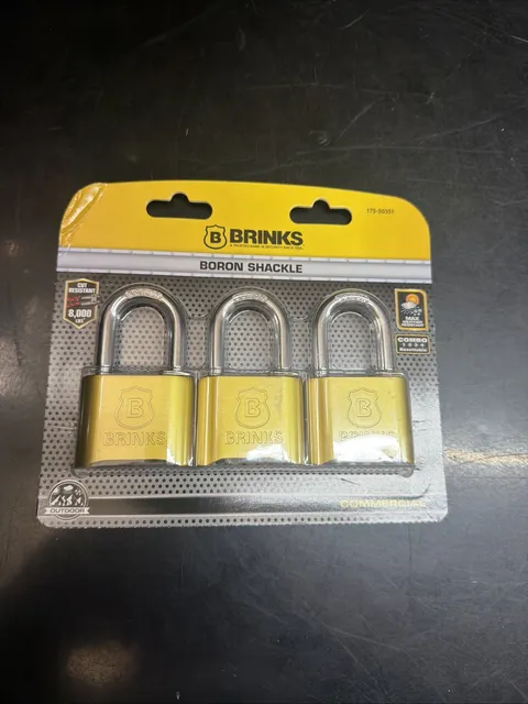 Brinks Solid Brass 50mm Resettable Combination Padlock with 1in Shackle Set Of 3
