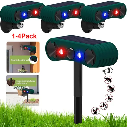 Outdoor Solar Motion Sensor Alarm 2*130dB Loud Sound Siren Alarm 4 Modes Garden