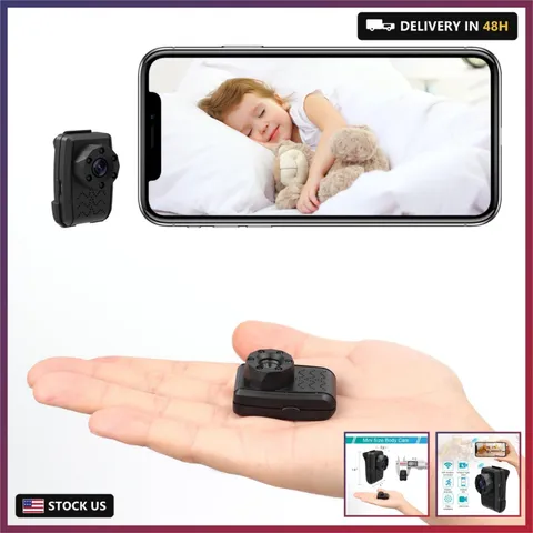 Mini Camera Wireless with 1080P Small Surveillance Cameras Back Clip Wearable Vi