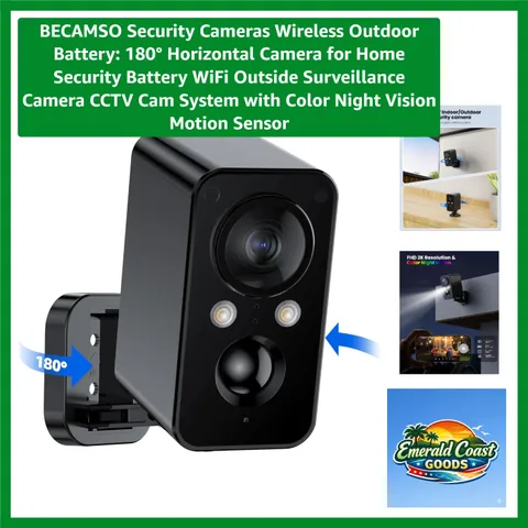 HD Wireless Outdoor Surveillance Camera: 180° Rotation with Color Night Vision