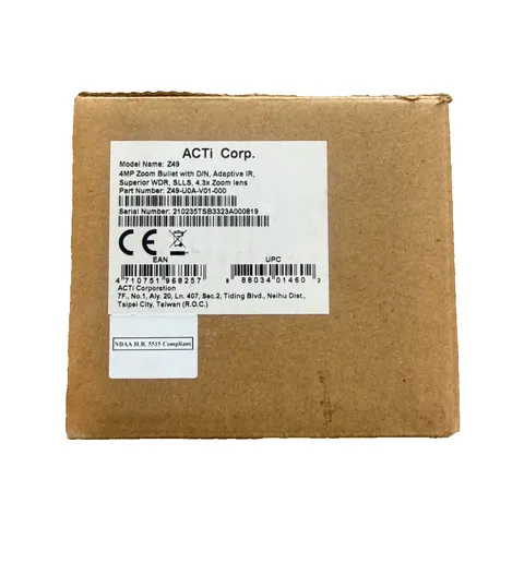 ACTi Z49, 4MP Zoom Bullet w/ D/N Adaptive IR, Superior WDR