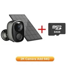 Solar Wireless Security Camera Wifi 3MP 2-Way Audio With 64GB TF Card