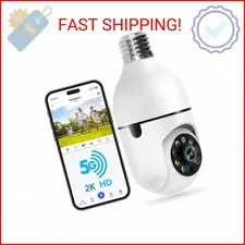 WESECUU Light Bulb Security Camera -5G& 2.4GHz WiFi 2K Security Cameras Wireless