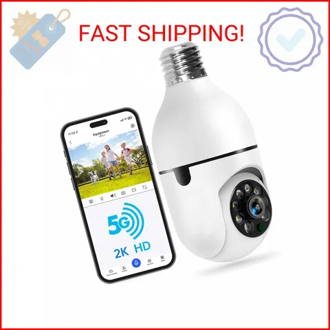 WESECUU Light Bulb Security Camera -5G& 2.4GHz WiFi 2K Security Cameras Wireless