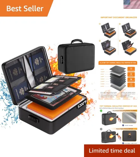 Upgraded Waterproof Fireproof File Storage Bag with Combination Lock for Safety