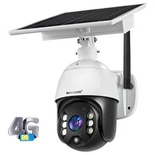 Wireless Security Camera Outdoor with Cellular 4G Network Solar Battery, Home...
