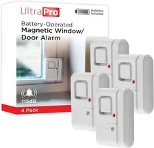 UltraPro Personal Security Window and Door Alarm, 4 Pack, DIY Protection, Burgla