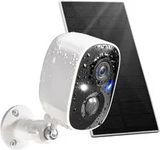 Solar Security Camera Wireless Outdoor, with Solar Panel 2K Color Night Visio...