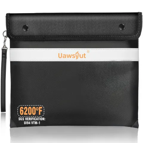 Fireproof Document Bag 6200°F 14.2x11.2" Water Resistant for Cash, Tablets