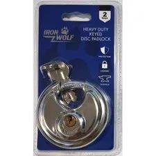Iron Wolf Heavy Duty Keyed Disc Padlock – 70mm Stainless Steel (2 Keys)