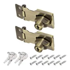 2Pcs 2.5Inch Keyed Hasp Locks Twist Knob Locking Keyed Alike, Bronze