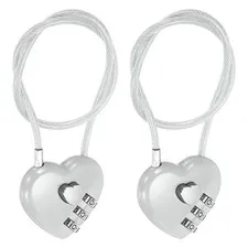 Combination Padlock (11.8 Inch, Grey)(2 Pcs), 3-Digit Heart Shaped Combo Padlock