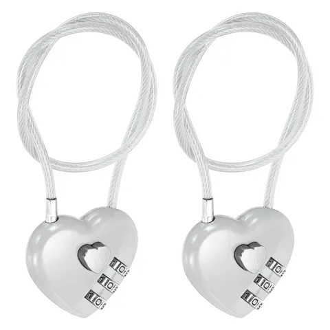 Combination Padlock (11.8 Inch, Grey)(2 Pcs), 3-Digit Heart Shaped Combo Padlock