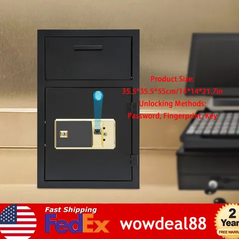 Cash Depository Safe, Steel Mailbox, Password/Fingerprint/Key Unlocking Safe