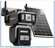 Solar Security Camera, Dual Lens 360° PTZ, 2.4GHz WiFi