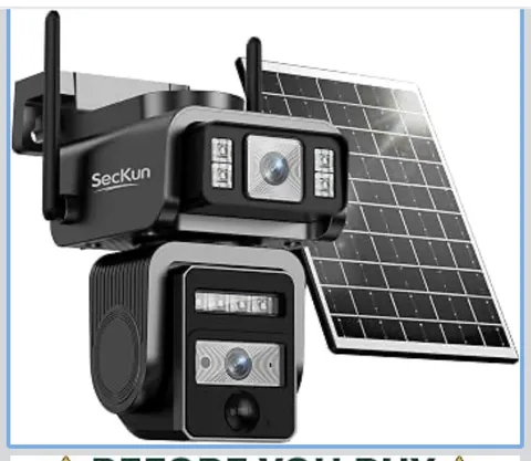 Solar Security Camera, Dual Lens 360° PTZ, 2.4GHz WiFi