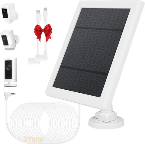 Solar Panel 5W for Ring Security Camera 3-in-1 Port Waterproof Dustproof Charger