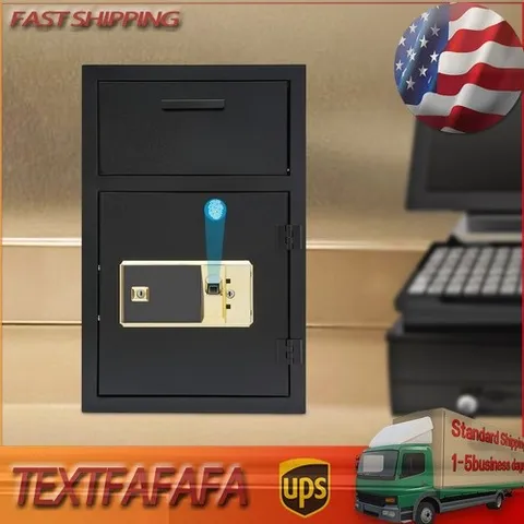Cash Depository Safe, Steel Mailbox, Password/Fingerprint/Key Unlocking Safe