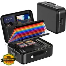 Dcorn Fireproof Document Box Waterproof Hard Shell File Safe